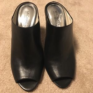 Michael Kors Leather Mule Black open back. so